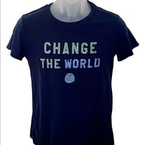 𝅺SUBURBAN Navy Blue T-Shirt S Change the World